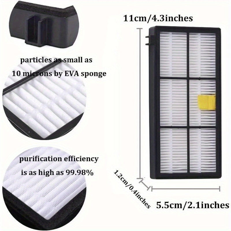 Replacement HEPA filters for iRobot 800 and 900 series vacuum cleaners come in a convenient 4-pack. These filters are compatible with various models including 805, 860, 870, 871, 875, 880, 890, 960, 961, 980, 981, and 985. They are made with