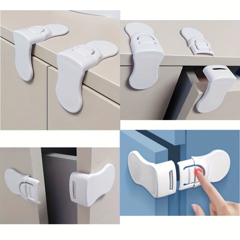 Set of 6 Safety Locks for Cabinets, Drawers & Fridge - Simple Installation, No Need for Drilling, Made of Non-Toxic ABS Material