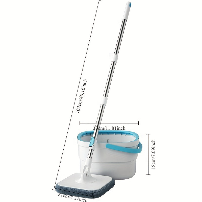 Revolutionize your cleaning routine with the 1pc Hands-Free Spin Mop. This innovative mop features a built-in bucket and dirt separation technology, making it easy to keep your living room, bedroom, bathroom, kitchen, and toilet spotless. With efficient