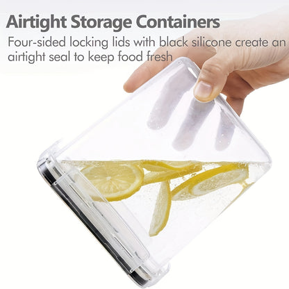 Set of 10 airtight food storage containers made from BPA-free materials, perfect for storing sugar, flour, and spaghetti. Dishwasher safe with labels included. Ideal for home use.