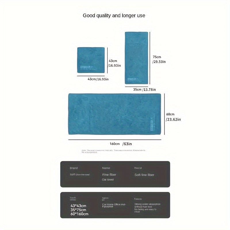 Highly absorbent microfiber towel for car washing, suitable for interiors and glass.