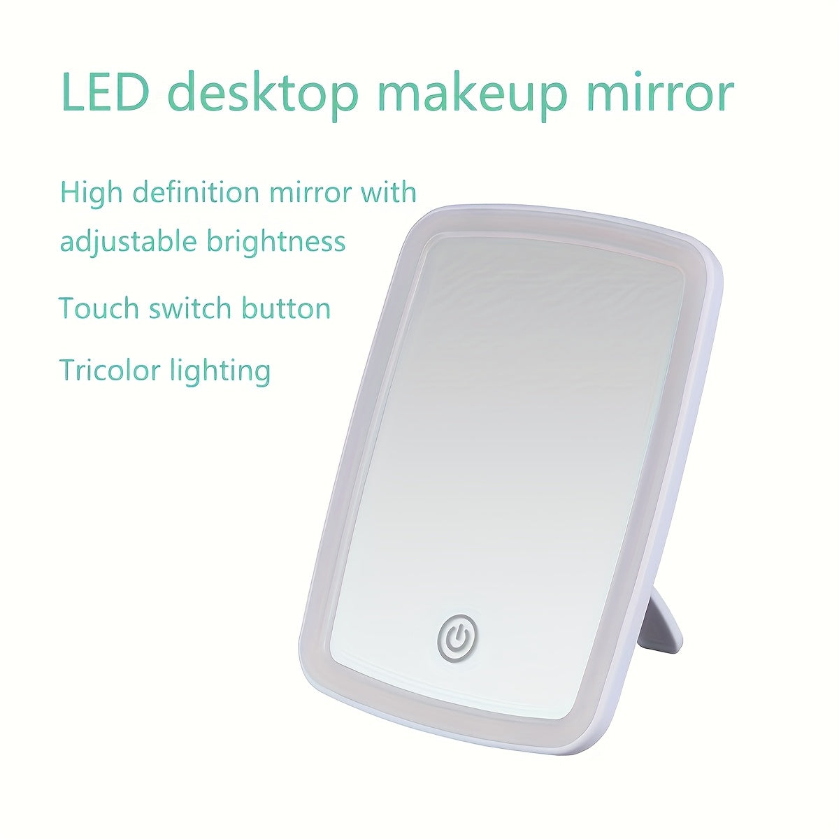 1pc Teexin LED Makeup Mirror with Touch Control, 3 Color Lighting Modes, USB Charging, Rechargeable Battery, Adjustable Brightness, Portable Folding Design, Front Light Vanity Mirror