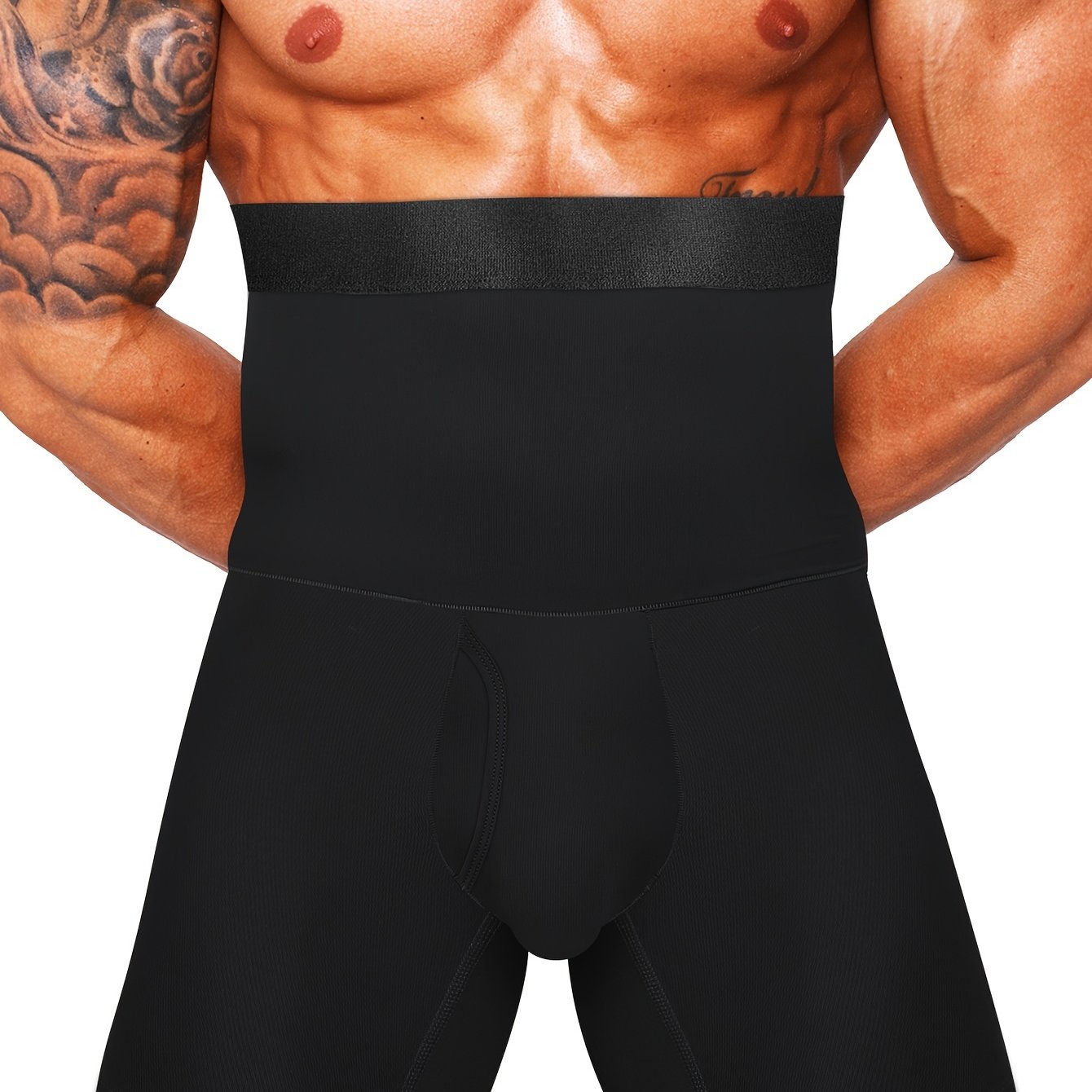 CONKEND Men's High-Waist Compression Shapewear Boxer Briefs for Tummy Control and Slimming. Made of Quick-Dry and Breathable Polyester/Elastane Blend, Ideal for Sports and Fitness. Machine