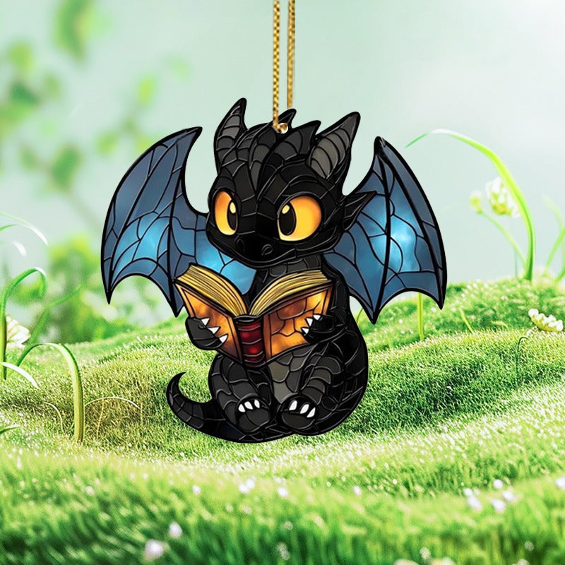 Acrylic Dragon Suncatcher - Transform your space with this Classic Style Fantasy Dragon Window Hanging! Perfect for book lovers, this versatile piece can be used as wall decor or a multipurpose art decoration. No electricity required.