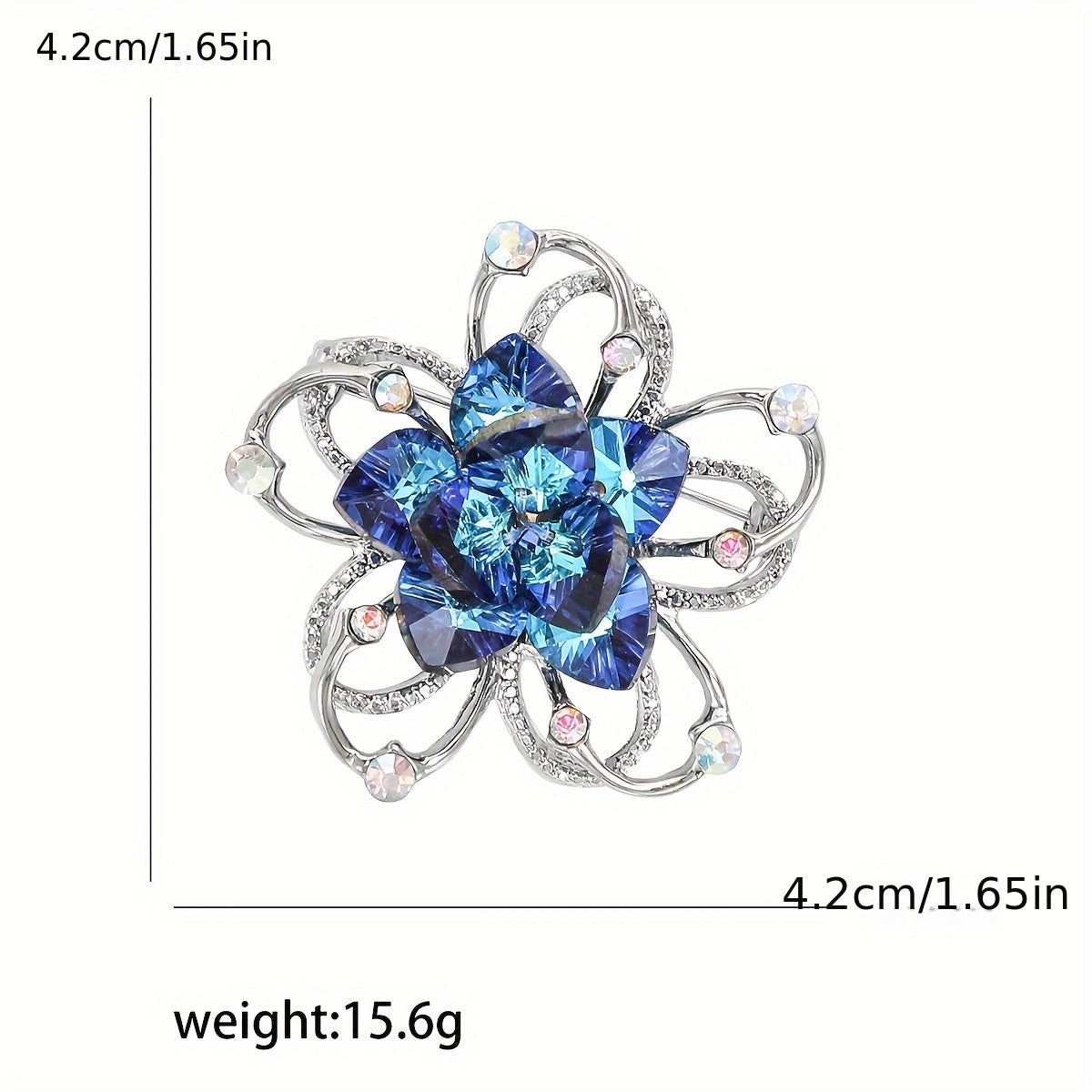 This elegant and exquisite flower brooch, adorned with sparkling rhinestones, is perfect for adding a touch of glamour to ladies' accessories such as bags, hats, coats, and badges.