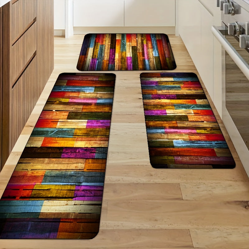 Enhance your kitchen with a colorful geometric floor mat!