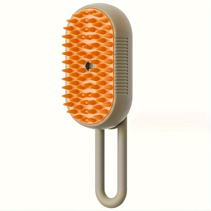 Pet grooming spray comb for cats that is easy to clean and removes loose fur without the need for a bath. Features massage and steam brush.