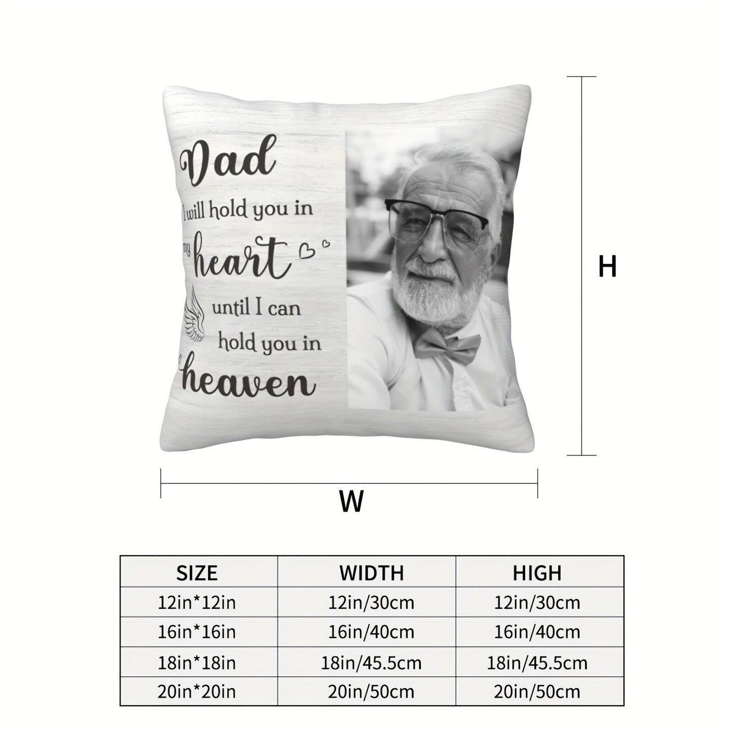 Customized Pillowcase with a Tribute to Dad - "Dad, You'll Always Be in My Heart" - Ideal Sympathy and Memorial Present for Loved Ones, Adding a Personal Touch to Home Decor (Pillow Not Included)