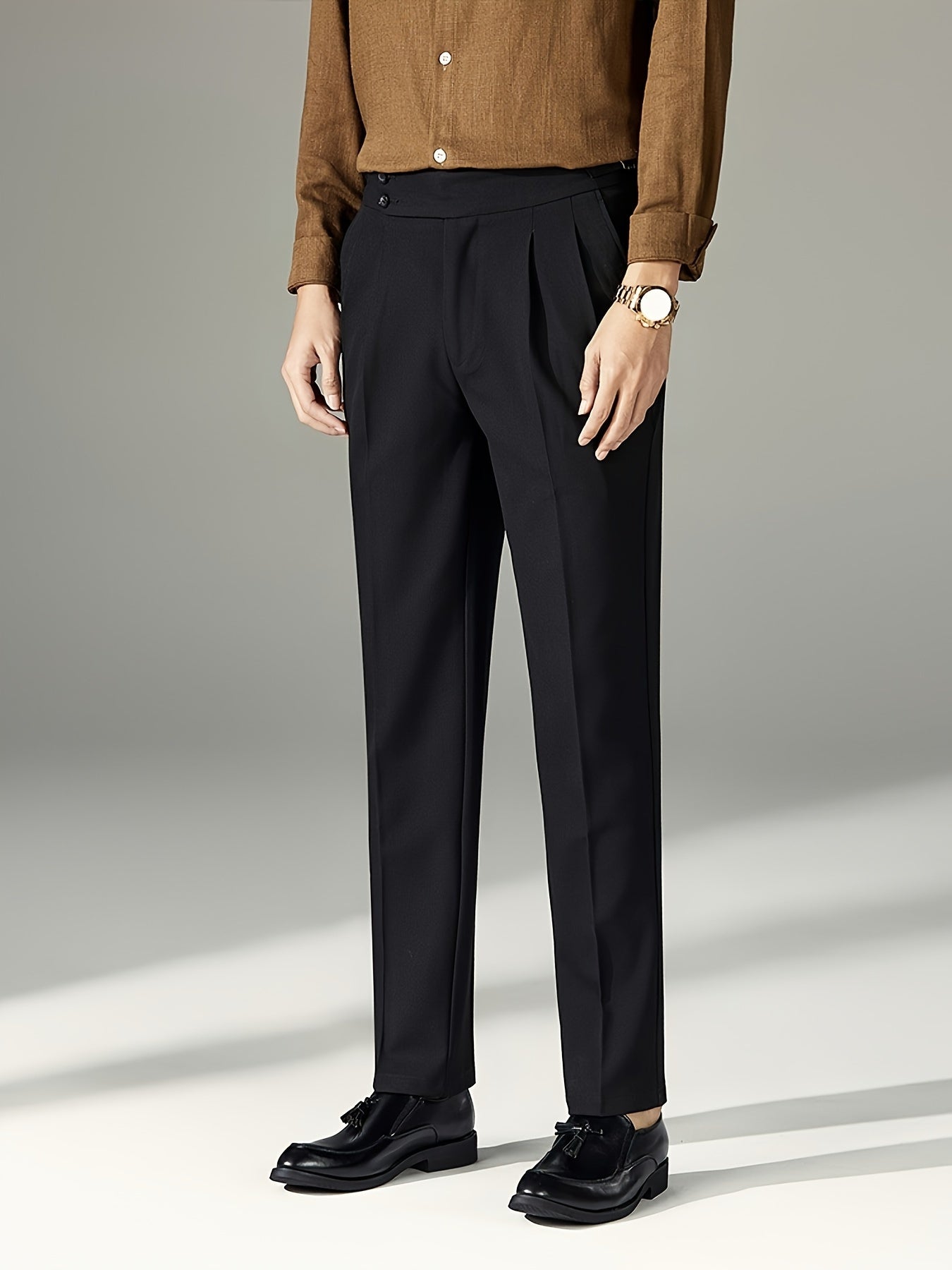 Men's versatile and comfortable straight-leg dress pants for business casual wear.