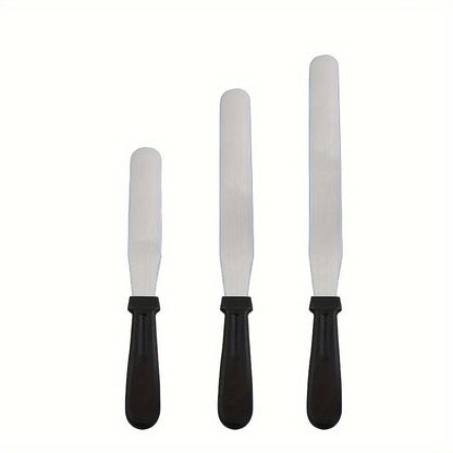 Get a set of 3 high-quality stainless steel cake scrapers, including straight and curved cream scrapers. These professional baking pastry tools are perfect for cake decorating and come in a convenient pack of 3. Add these stainless steel cake scrapers to