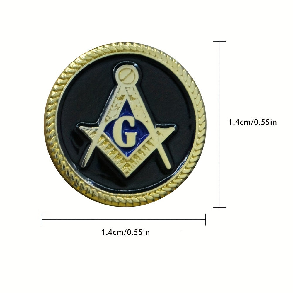 Top Pick: Stunning Black Zinc Alloy Masonic Lapel Pin - 3D Freemason Emblem with Gold Plating, Intricate Die-Struck Detailing & Secure Butterfly Clasp, Ideal Present for Masonic Brothers, Circular Design, Accessory, BLM55