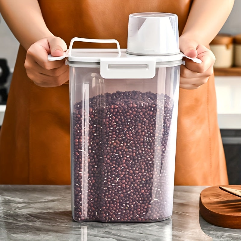 Large Capacity Airtight Rice Dispenser: Keep your cereal fresh and free from insects with this moisture-proof storage container. Perfect for organizing your kitchen with its convenient flip-top lid.