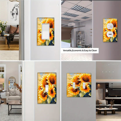 Sunflower diamond art light switch cover; no batteries required; fits standard single and double outlets in kitchen, bathroom, living room.