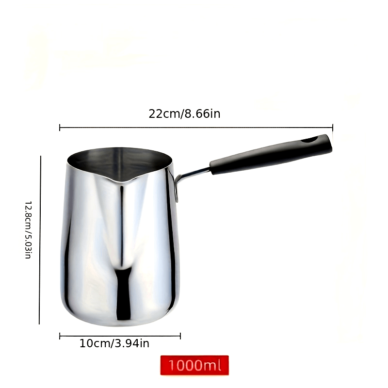 Premium Stainless Steel Milk Frothing Pitcher – Ideal for Coffee Art, Steaming, and Gas Stove Use. Features Long Handle, Perfect for Home Bars and Restaurants.