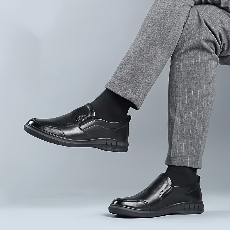 Men's classic black loafers with durable rubber sole - comfortable, non-slip shoes for casual, business, and outdoor wear.