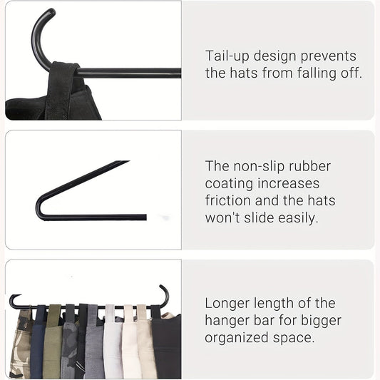 Black Portable Metal and Plastic Baseball Cap Storage Hanger Organizer for Closet - Closet Organizers and Storage Holder