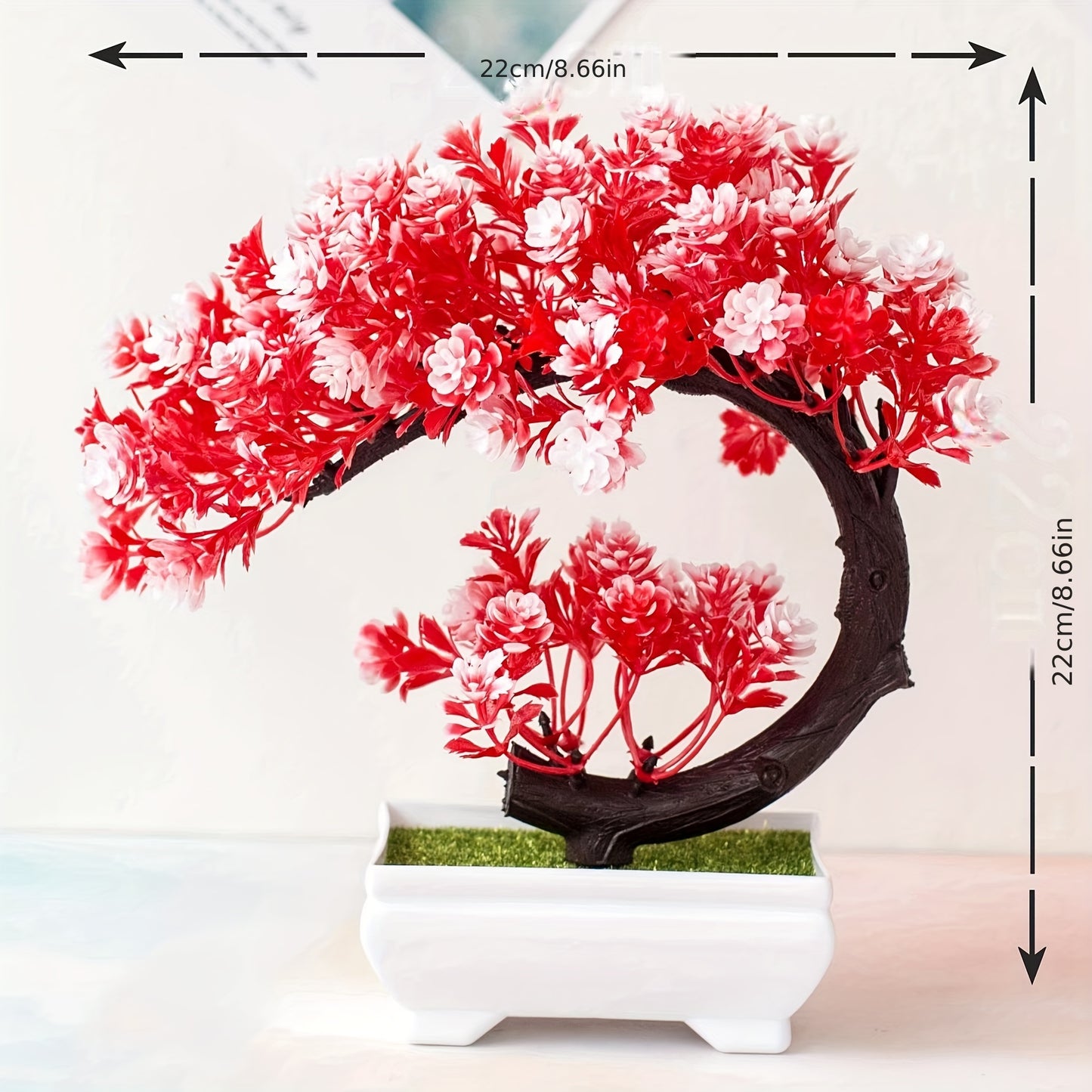 1 piece Artificial Pine Bonsai Tree, Plastic Flower Ornament in Container for Home, Room, Garden, Tabletop, Holiday Decor, No Electricity Required