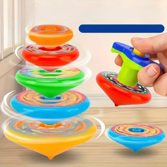 Set of 5 Vibrant Multi-Layer Spinning Tops - Perfect for Stacking and Battle Games