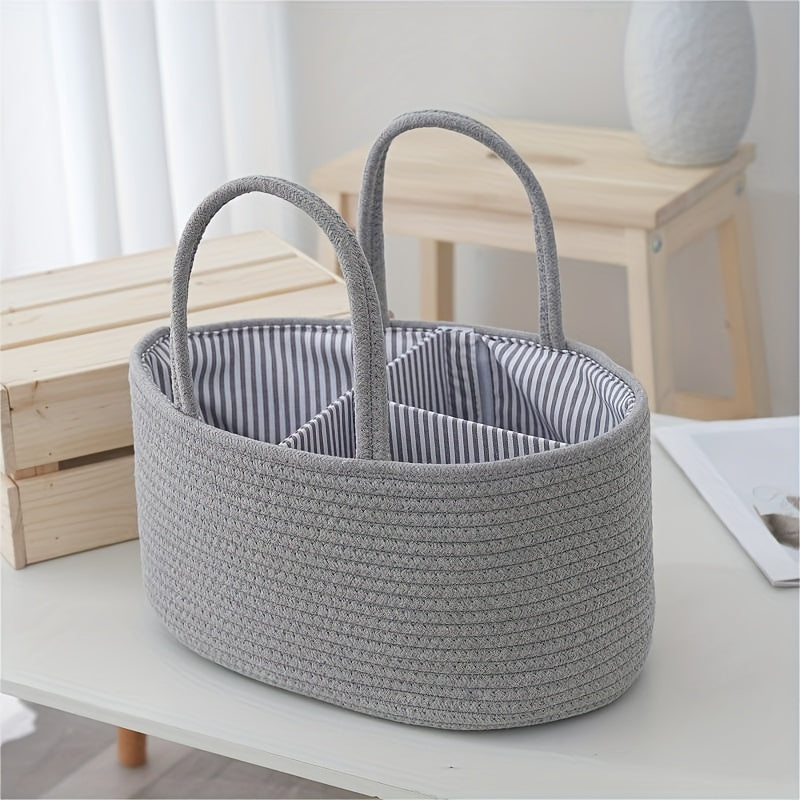 Versatile Storage Basket with Divided Compartments - Easily Portable Alphabet Design for Organizing Milk Bottles, Diapers, Baby Essentials, and Infant Supplies. This European-inspired Rope Laundry Basket offers ample storage capacity for your Home