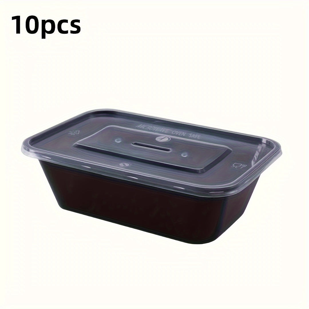 Set of 10/30 meal prep containers that are microwave-safe and perfect for storing takeout food. These leak-resistant containers can be stacked for easy storage and are safe to use in the dishwasher and freezer. They are portable bento boxes that are