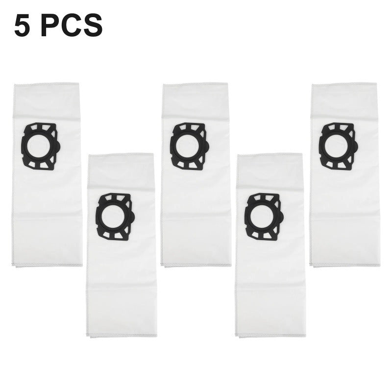 Replacement dust bags for Karcher Robot Vacuum Cleaner, 5-pack compatible with various models including KFI 357 KA 40 WD2 Plus WD3 SE4002. Made from durable plastic and cloth materials, includes floor attachment parts kit.