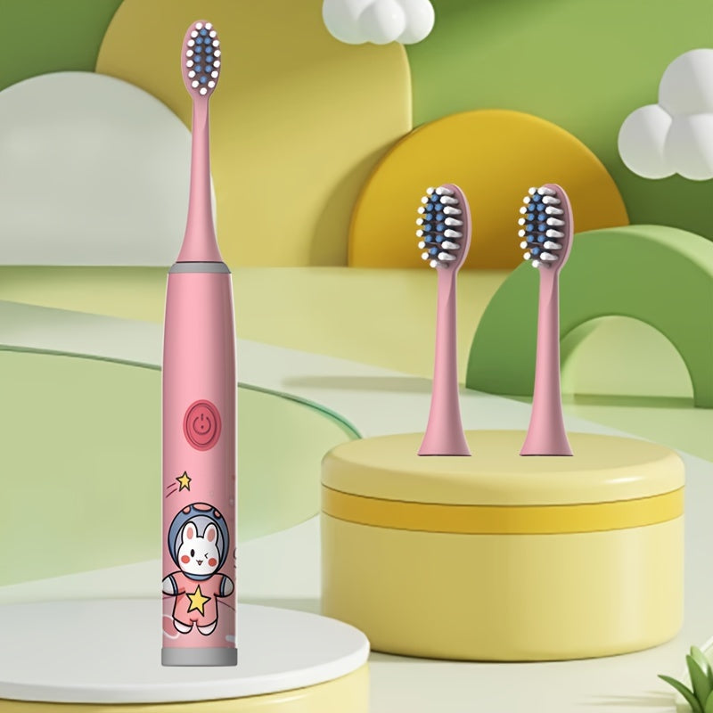 Kids Space Series Electric Toothbrush TKM-3-D for ages 3-15 features 5 modes, long battery life, gentle bristles, and a smart timer. Battery operated (battery not included).