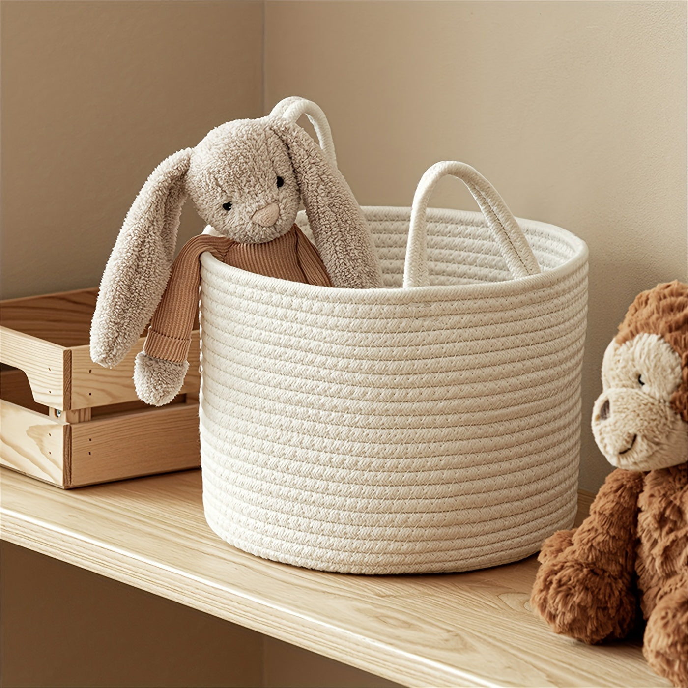 Round Fabric Storage Bin with Handles - Multipurpose Woven Laundry Basket for Clothing, Toys & Household Items - Ideal for Organizing Bedroom, Bathroom, Office & Dorm Rooms