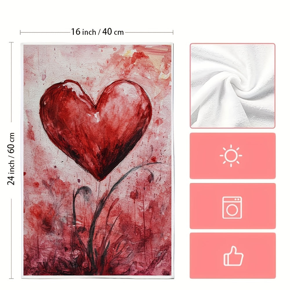 2-piece set of ultra soft kitchen towels, perfect for Valentine's Day and other holidays. These highly absorbent dish hand towels are machine washable and measure 16x24 inches each. Item number: 2KYSYS1217423.