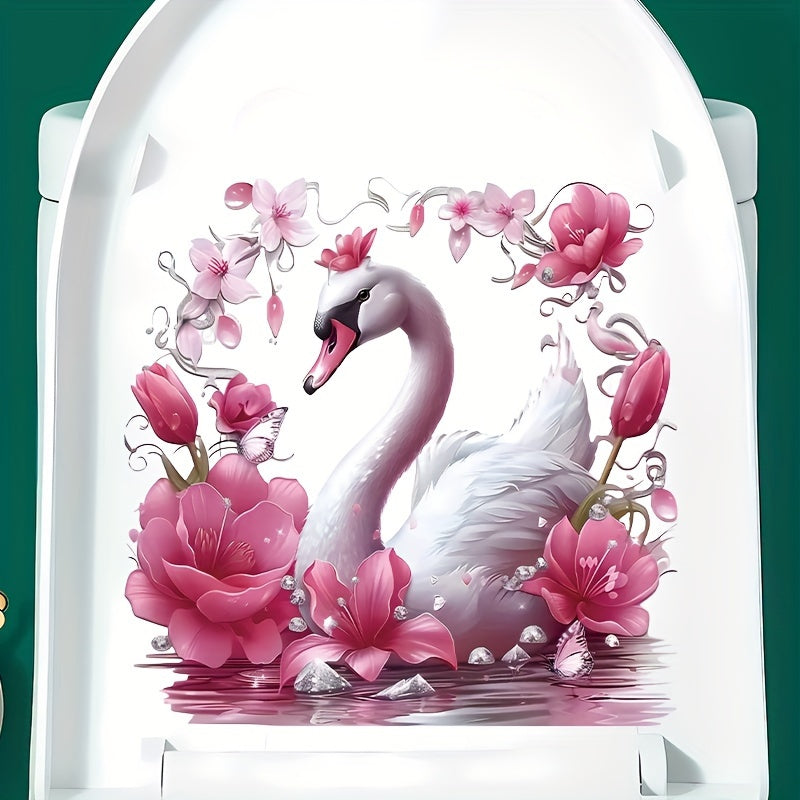 One swan pattern toilet lid sticker for bathroom and kitchen decoration.