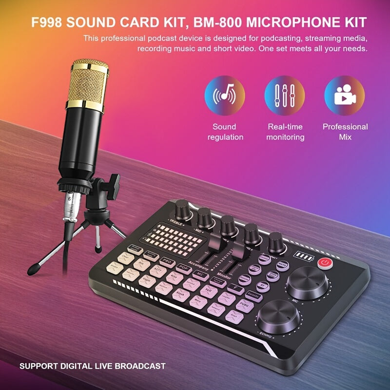 All-in-one Podcasting Kit: Includes condenser mic, tripod stand, professional mixer. Perfect for studio recording, voice overs, streaming, YouTube videos. USB/Battery powered, wireless