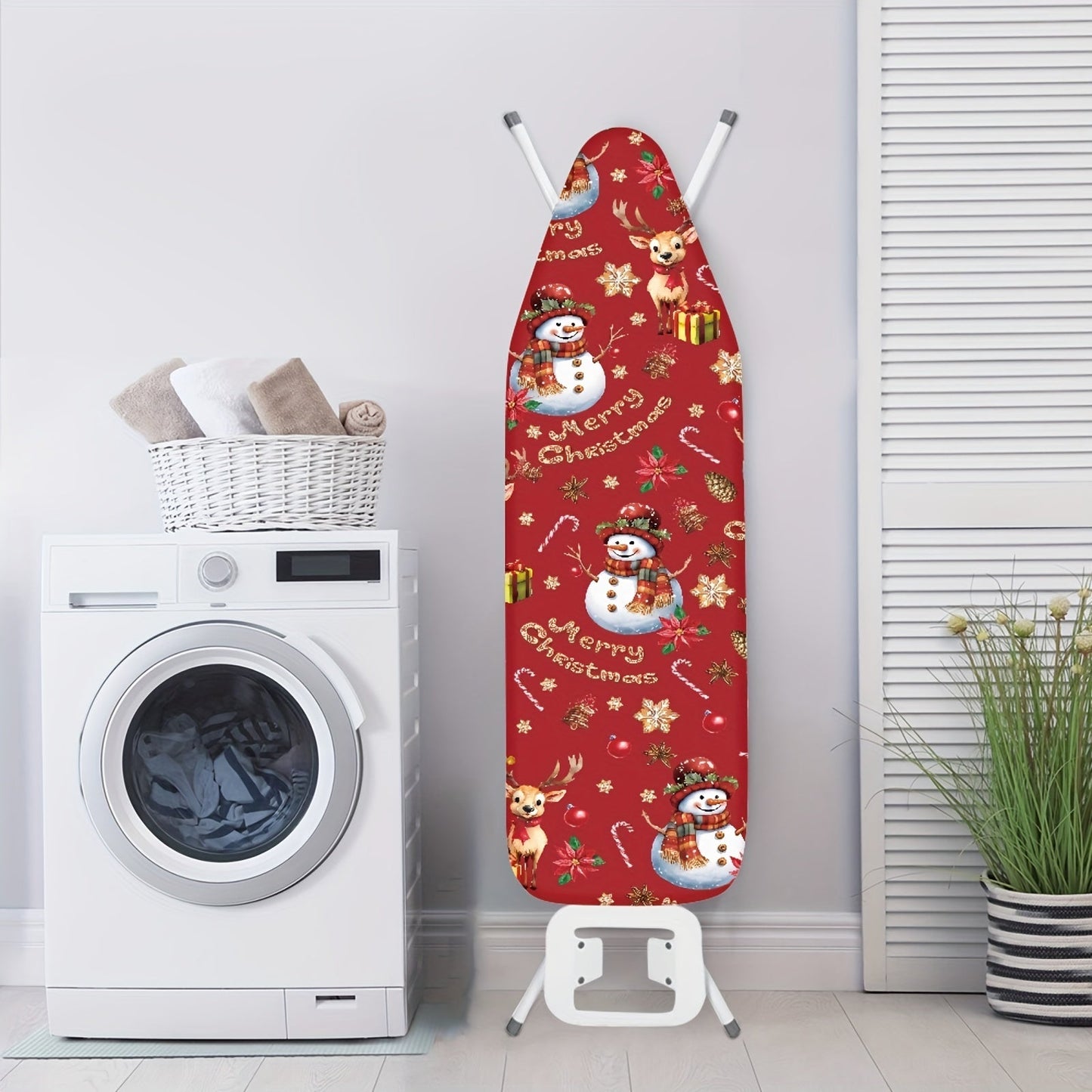 Set the holiday mood in your home with this 1-piece Christmas-themed ironing board cover set. The elastic fabric replacement cover fits standard size ironing boards and features a festive design to bring some cheer to your holiday decorating. Keep your