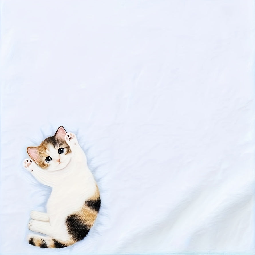 Cute Japanese cat towel: absorbent, aseptic polyester for bathroom and kitchen.