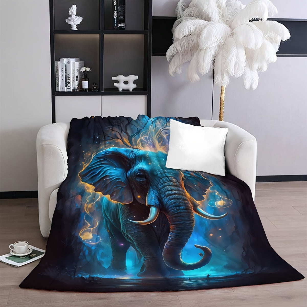 Experience Ultimate Comfort with Our Luxurious Elephant Fleece Blanket - Perfect for Adding a Touch of Tropical Paradise to Any Space. Stay Cozy all Year Round with this All-Season Polyester Throw featuring a Vibrant and Mystical Elephant Design. A