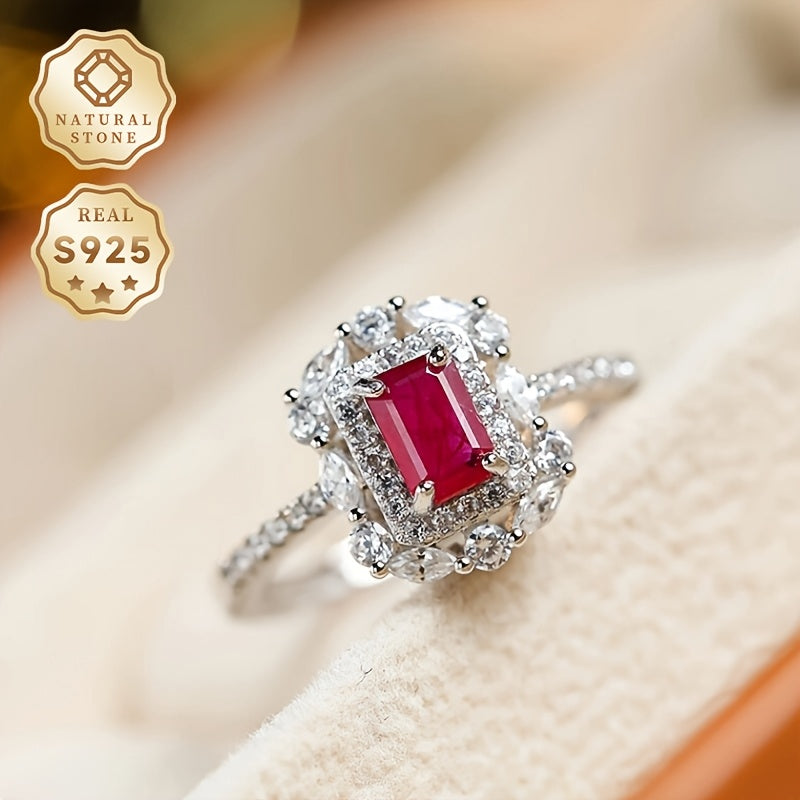 Here is the rewritten version:

"A must-have gift, this women's open ring features a natural red stone set in S925 silver. The ring is adjustable for a perfect fit and showcases the beauty of natural ore. Please note that the color and pattern of the