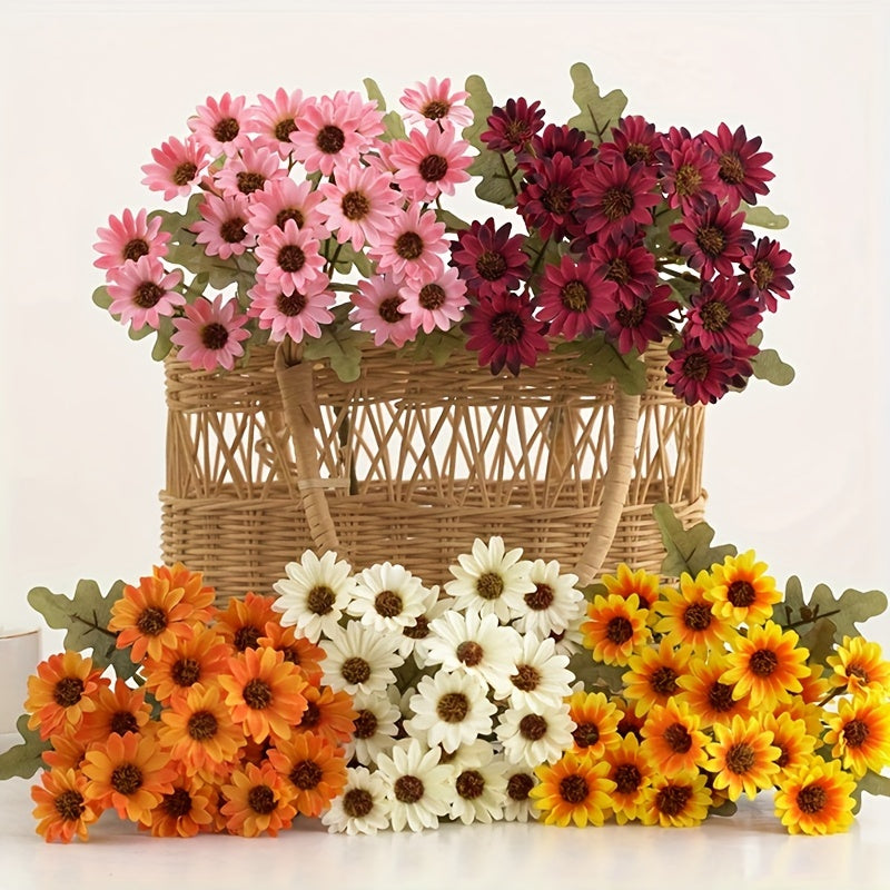 Vibrant Autumn Daisy Artificial Flower for weddings, birthdays, and home decor. Versatile plastic bouquet for living room, bedroom, and garden sill.