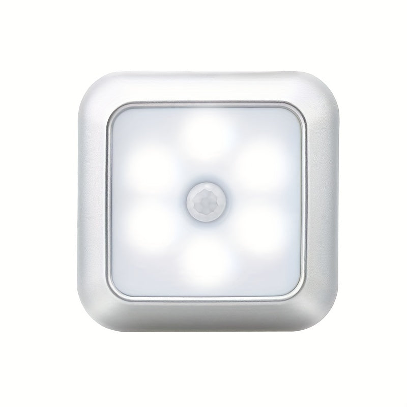 Motion sensor night light with 6 LED bulbs for indoor decoration, perfect for closets, cabinets, staircases, and bedrooms.