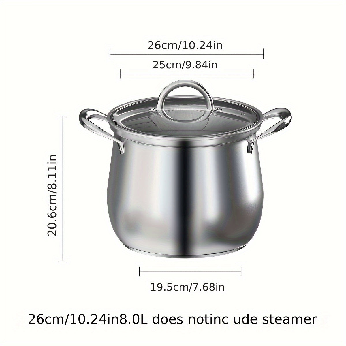 Large Capacity High Soup Pot made of 304 Stainless Steel, Thickened for Household use. Can be used for Cooking Porridge, Stews, and Steaming on Electromagnetic or Gas Stoves.