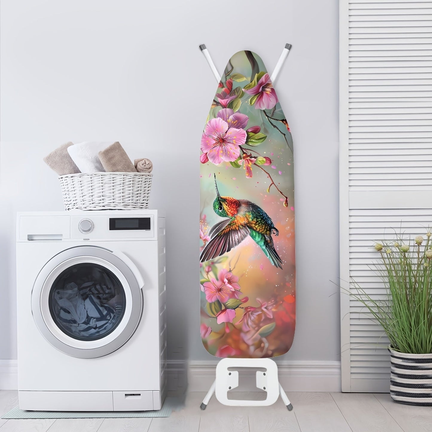 Ironing will be a breeze with our Floral Hummingbird Theme Ironing Board Cover. This cover is not only easy to install, but also features elastic edges and 3 fasteners to keep it securely in place while you work. Plus, it is machine washable for easy