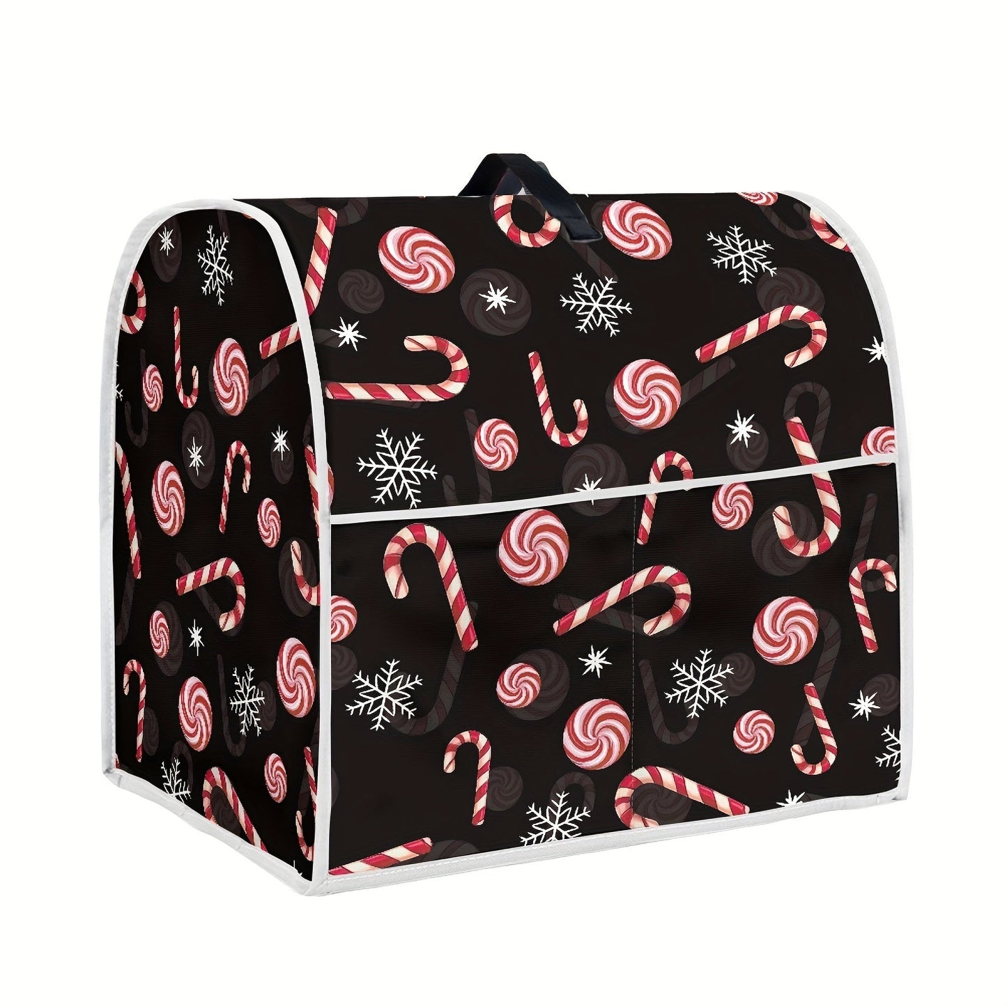 Get into the holiday spirit with this Festive Candy Cane, Santa & Lights Stand Mixer Cover! Designed for 5-8 Qt KitchenAid Mixers and Coffee Machines, this accessory is perfect for adding a touch of Christmas cheer to your kitchen. Easy to clean and