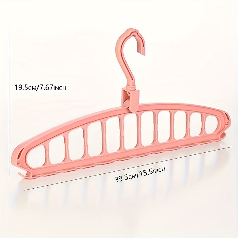 1pc Foldable Multi-hole Plastic Hanger for Heavy Duty Clothes Storage, Space Saving Wardrobe Organizer for Bedroom, Closet, Home, Dorm, Back To School Essential