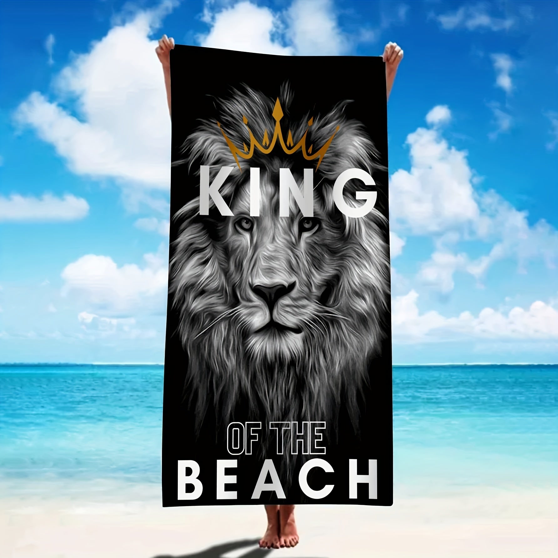 Oversized microfiber beach towel, 149.86cm X 73.66cm, perfect for summer activities. Windproof, sun protection, ideal for beach, parties, yoga, travel, camping. Great gift for vacations.