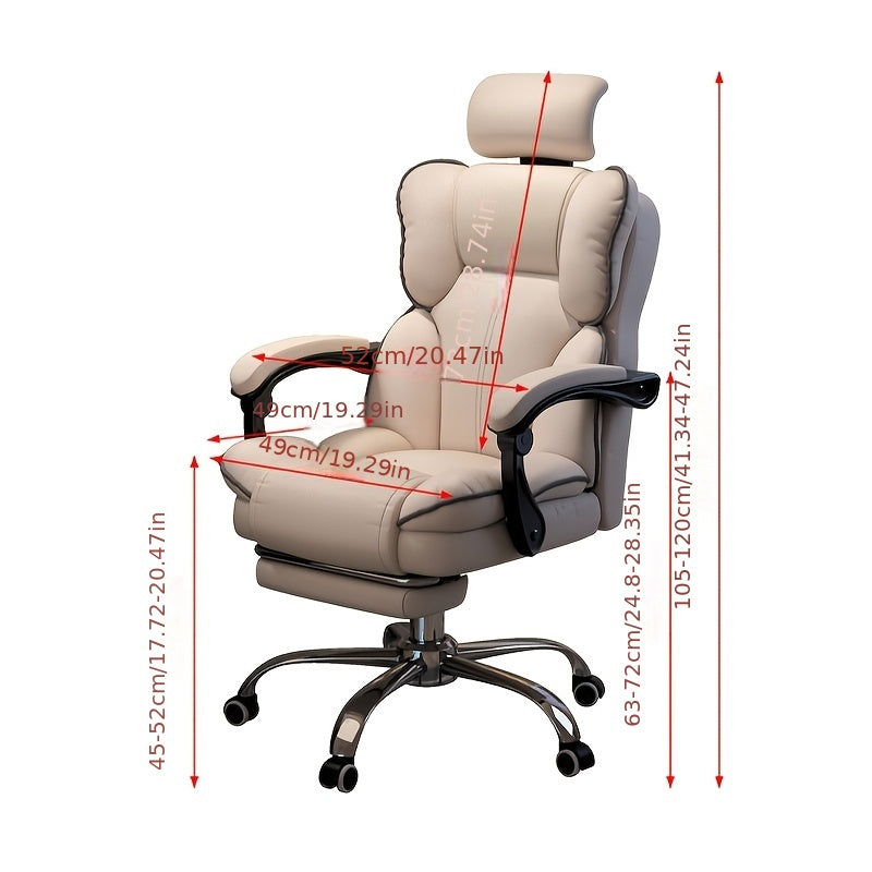 Ergonomic office chair with adjustable headrest, dual-layer recliner, and saddle-shaped seat pack. Features manual recline, solid back, high-density sponge filling, non-wooden frame, and