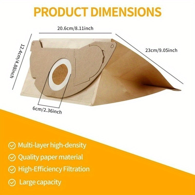 Пылесосы-роботы: мешки для пыли для моделей Karcher WD2250, A2004, A2054, MV2, WD2. Включает 2/4/6/8/16 совместимых бумажных мешков для замены насадки для пола.