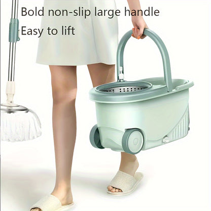 2pcs Teal Spin Mop and Bucket System with Wheels - Microfiber, High Absorbency | Adjustable Handle for Effortless Cleaning | Efficient Tool | Microfiber Technology