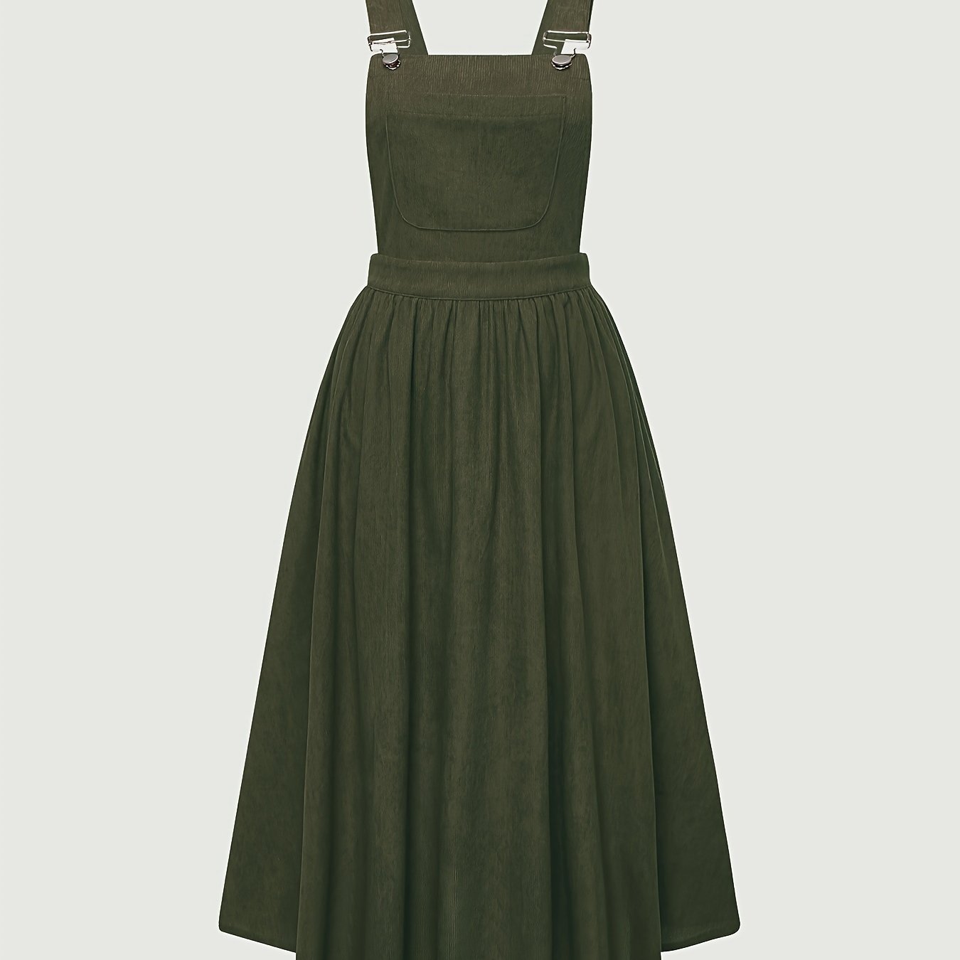 Wide strap dress with patched pocket and elegant backless design, perfect for summer.