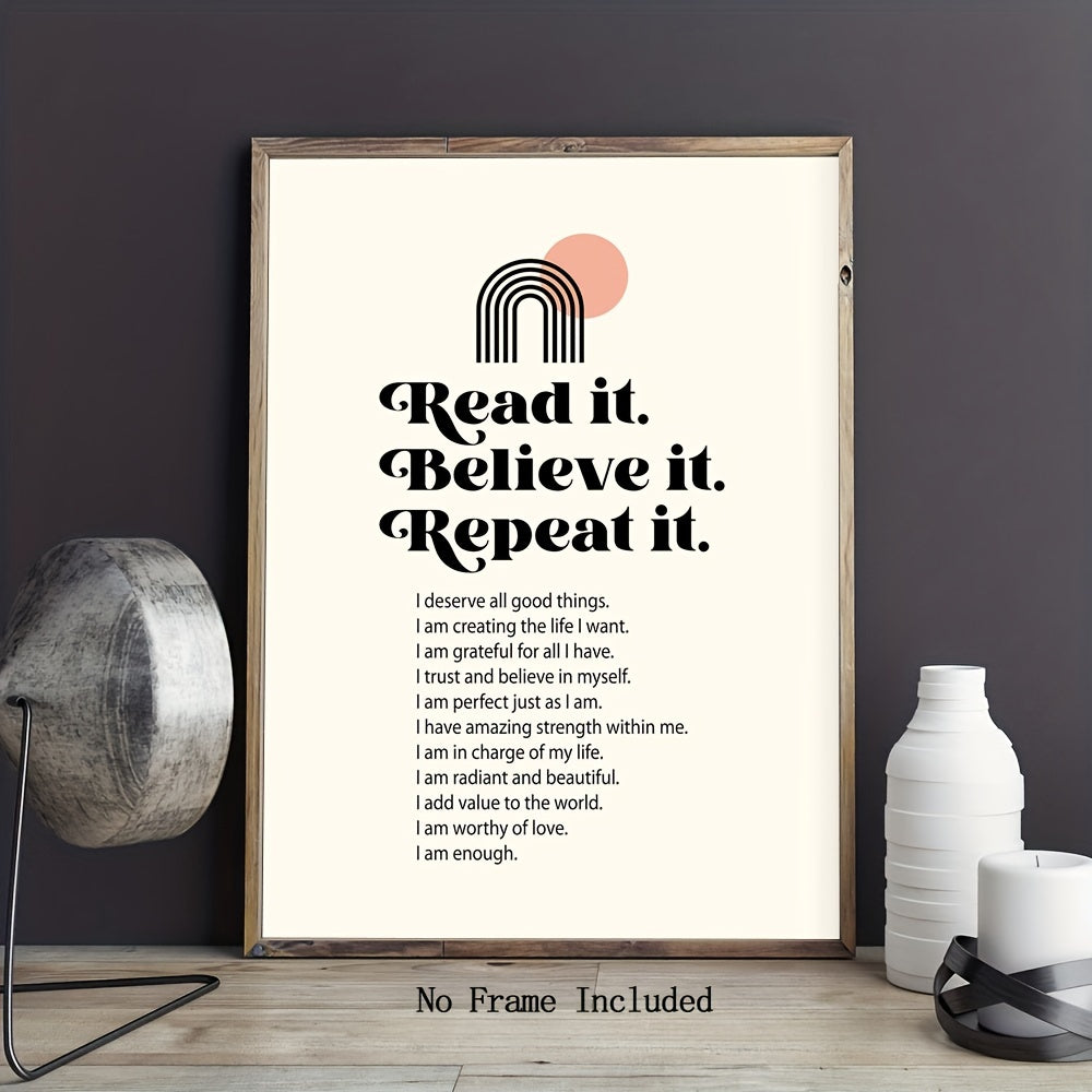 Positive affirmations and mindfulness art for self-love and mental health. This poster is perfect for decorating your living room or bedroom walls. Dimensions are 29.97x39.88 cm, frame not included.