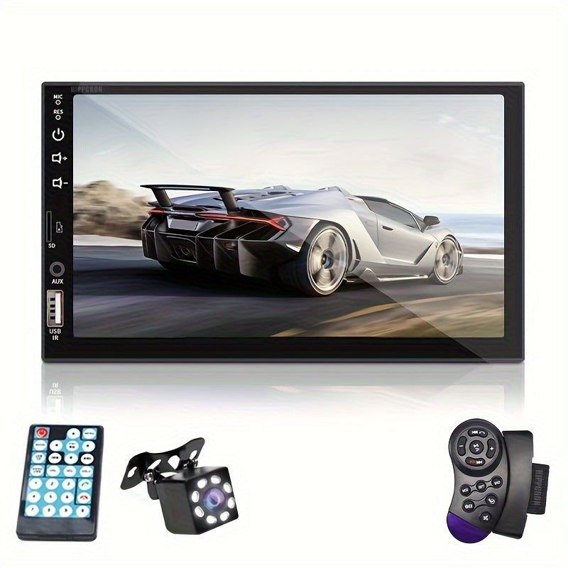 Car stereo with GPS, touch screen, SD-card and USB input, reversing camera, steering wheel control, and customizable backlight colors.