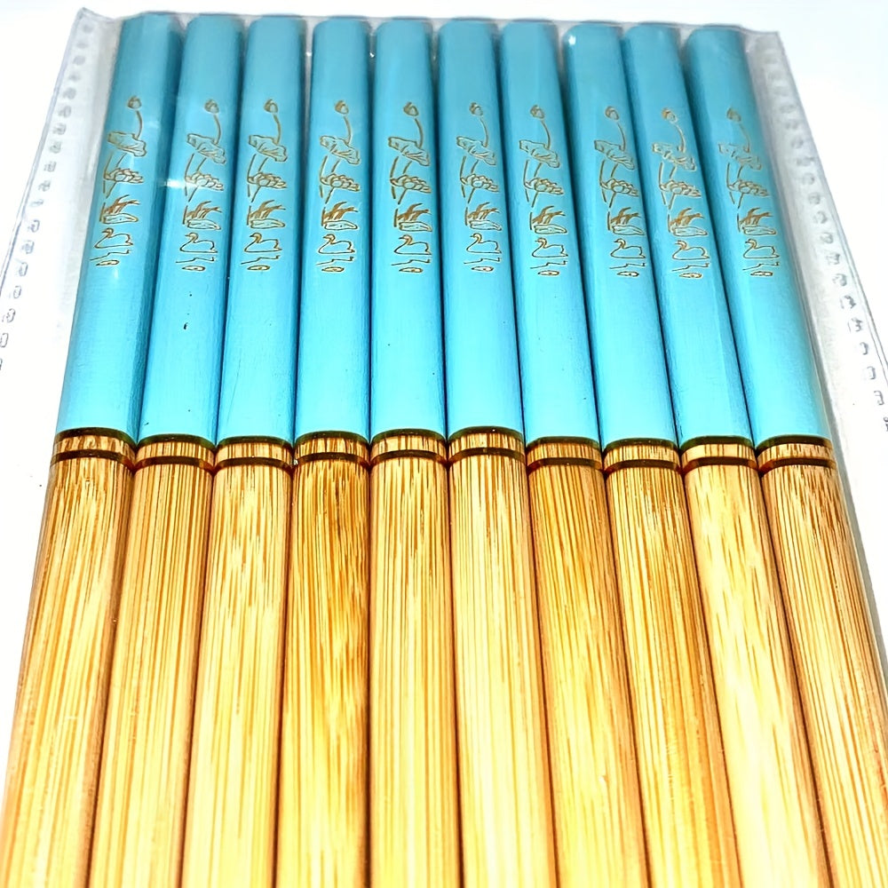 5 pairs of premium bamboo chopsticks, non-slip, high temperature resistant, lightweight, and dishwasher safe.