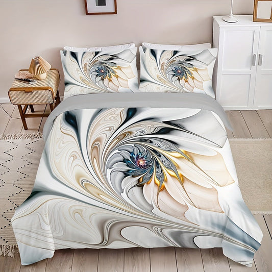 Luxurious 3-piece Marble Print Bedding Set including Duvet Cover and 2 Pillowcases (Core not included) for Bedroom or Guest Room, Providing Soft Comfort and Style.