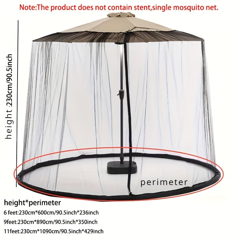 Upgrade your patio umbrella with a mosquito net featuring a zipper door, suitable for most outdoor market or hanging umbrellas.